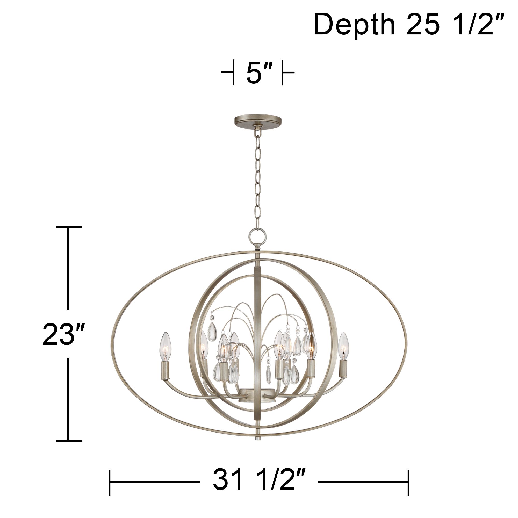 Possini Euro Tiller 32" Wide Satin Silver Oval Orb Pendant Light in scene