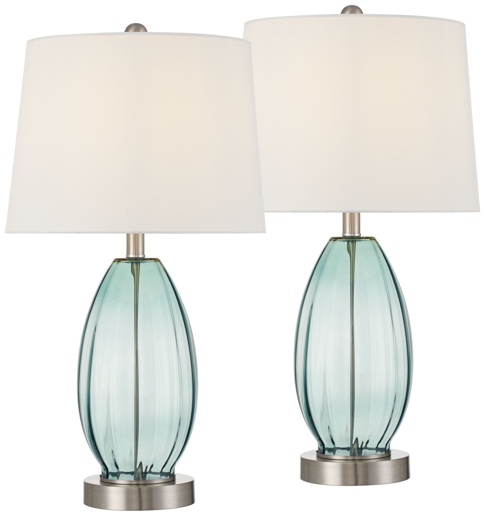 Image 2 Possini Euro Tirana 25 1/4" High Clear Aqua USB Table Lamp Set of 2