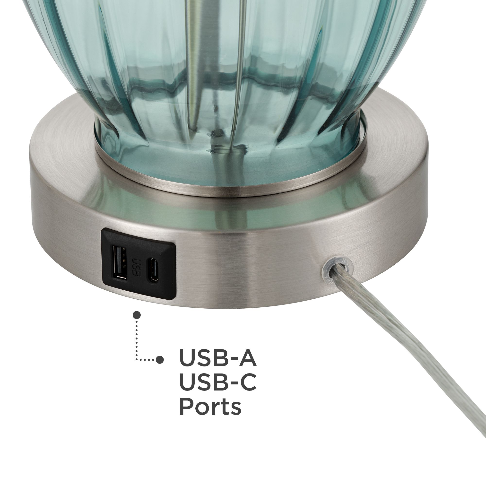 Possini Euro Tirana 25 1/4" High Clear Aqua USB Table Lamp Set of 2