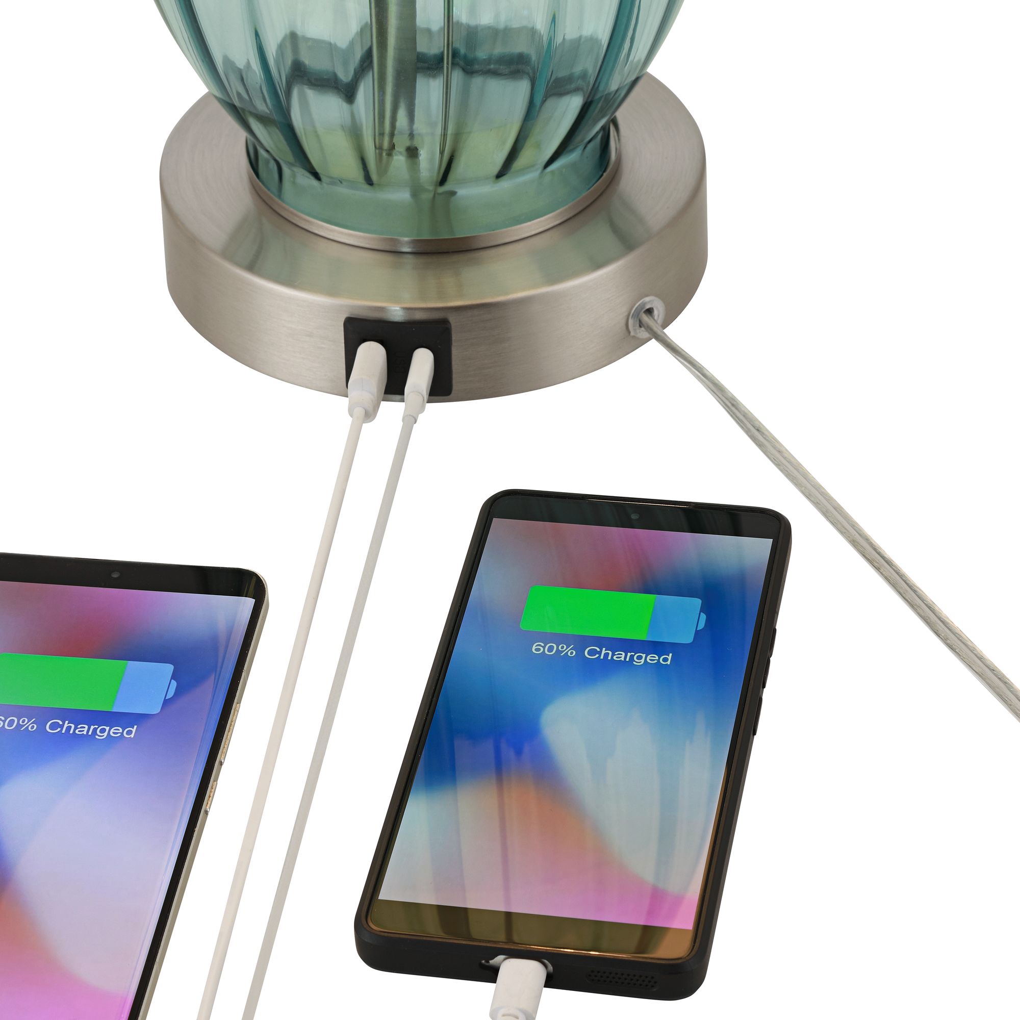 Possini Euro Tirana 25 1/4" High Clear Aqua USB Table Lamp Set of 2