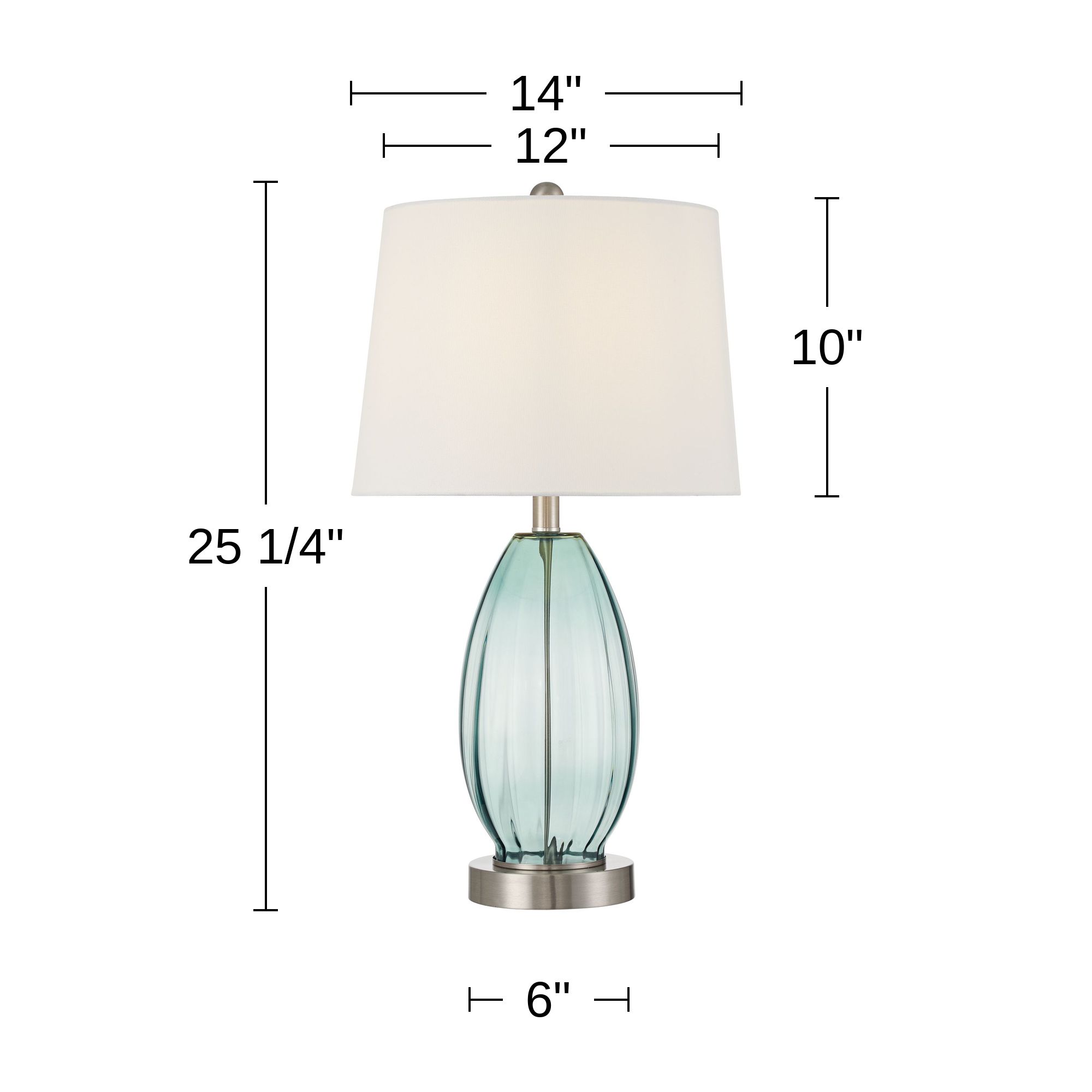 Possini Euro Tirana 25 1/4" High Clear Aqua USB Table Lamp Set of 2