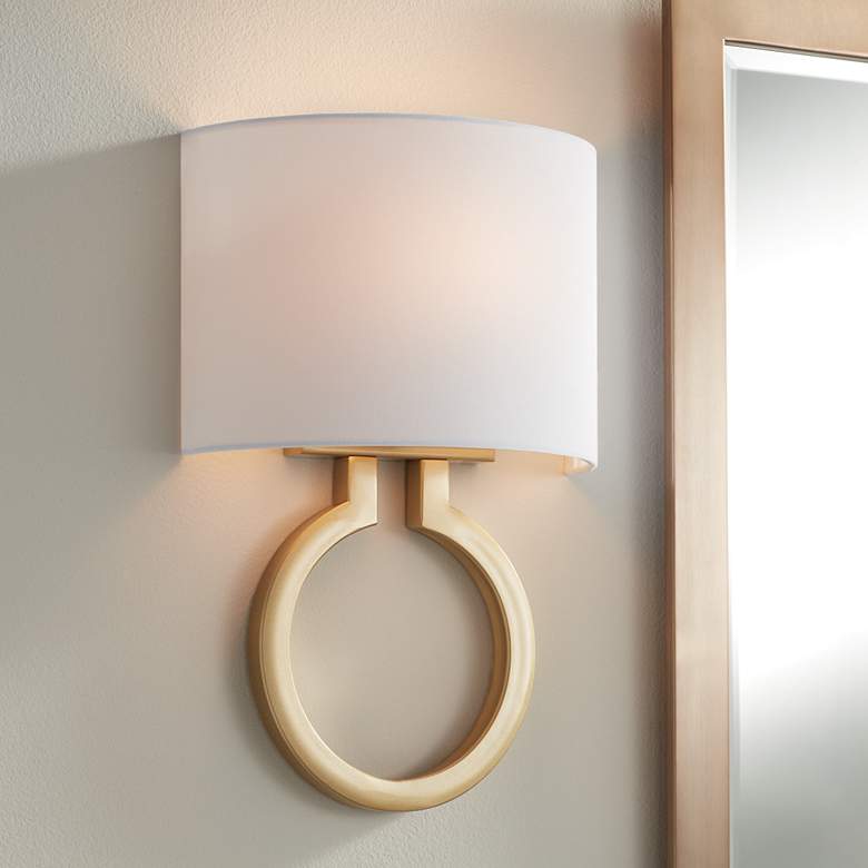 Image 1 Possini Euro Titus 14 3/4" High Painted Gold Wall Sconce