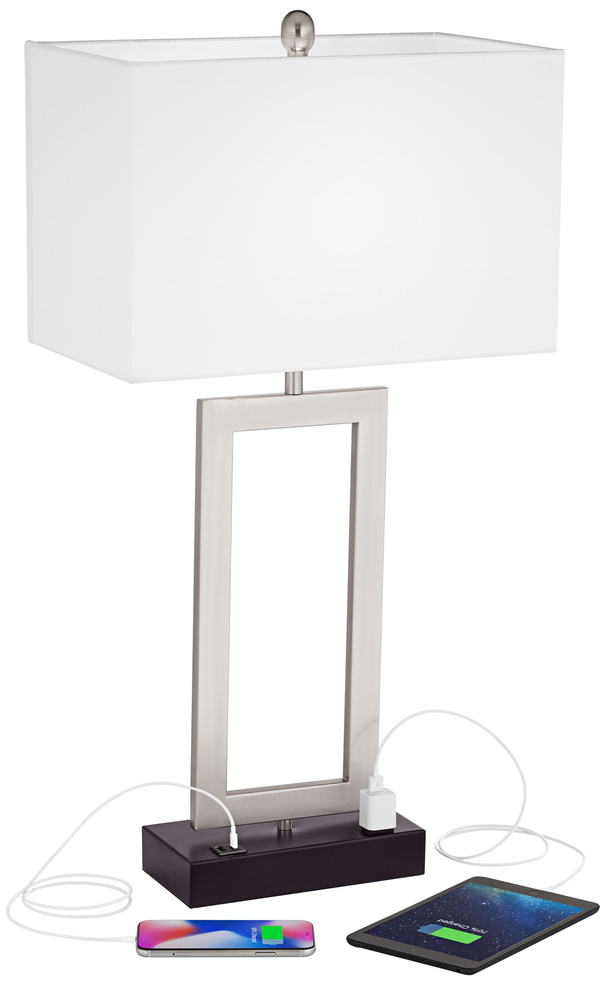 Image 4 Possini Euro Todd 30" Brushed Nickel Table Lamp with USB and Outlet more views