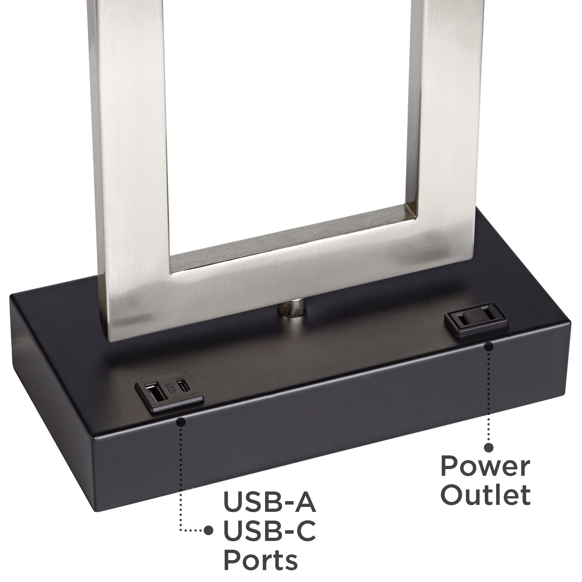Image 6 Possini Euro Todd 30" Brushed Nickel Table Lamp with USB and Outlet more views