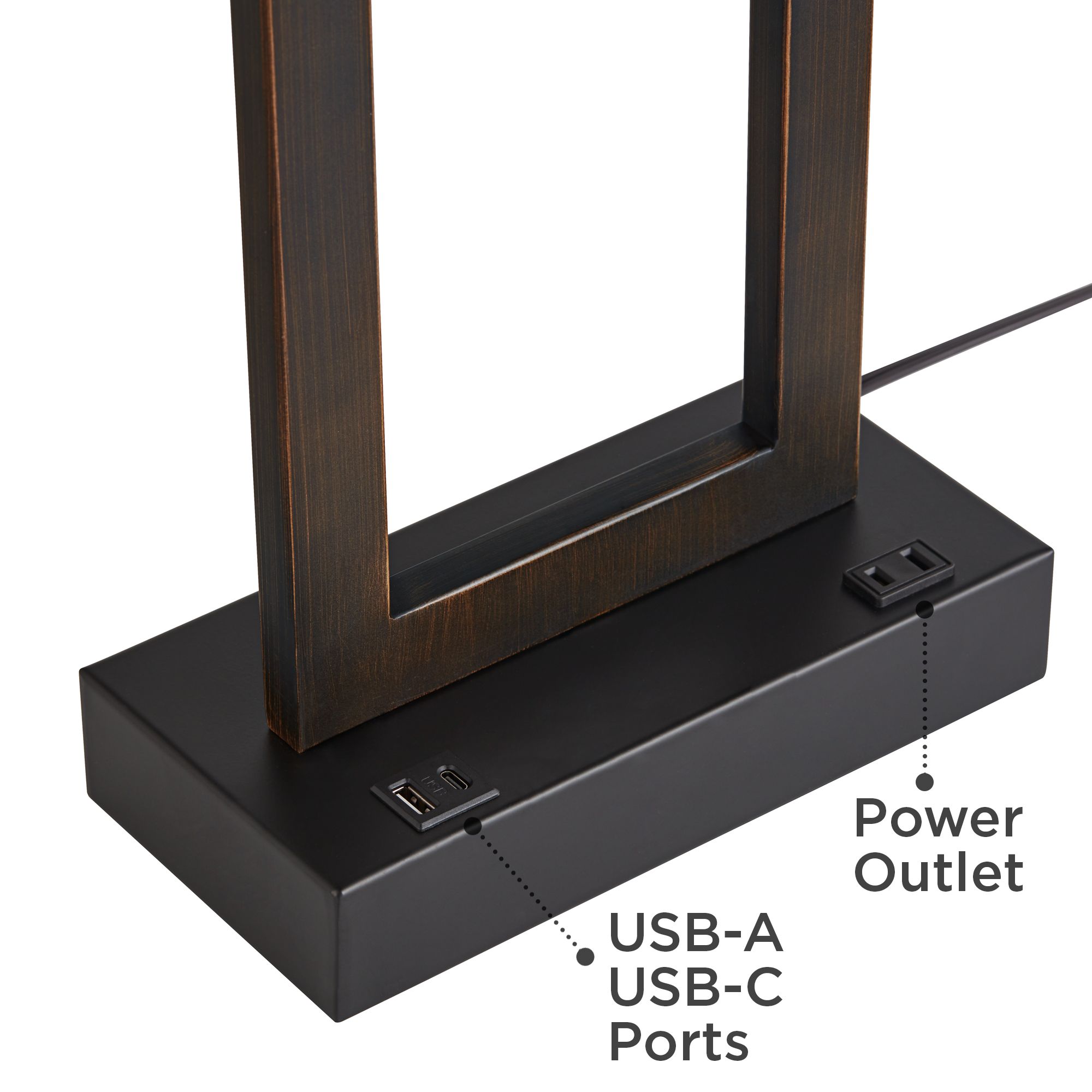Image 5 Possini Euro Todd 30" Open Base Bronze Metal USB and Outlet Table Lamp more views