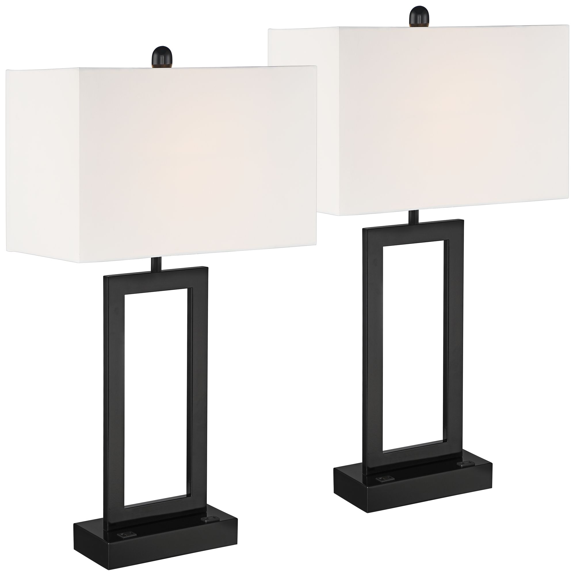 Possini Euro Todd 30" Open Base USB and Outlet Table Lamps Set of 2