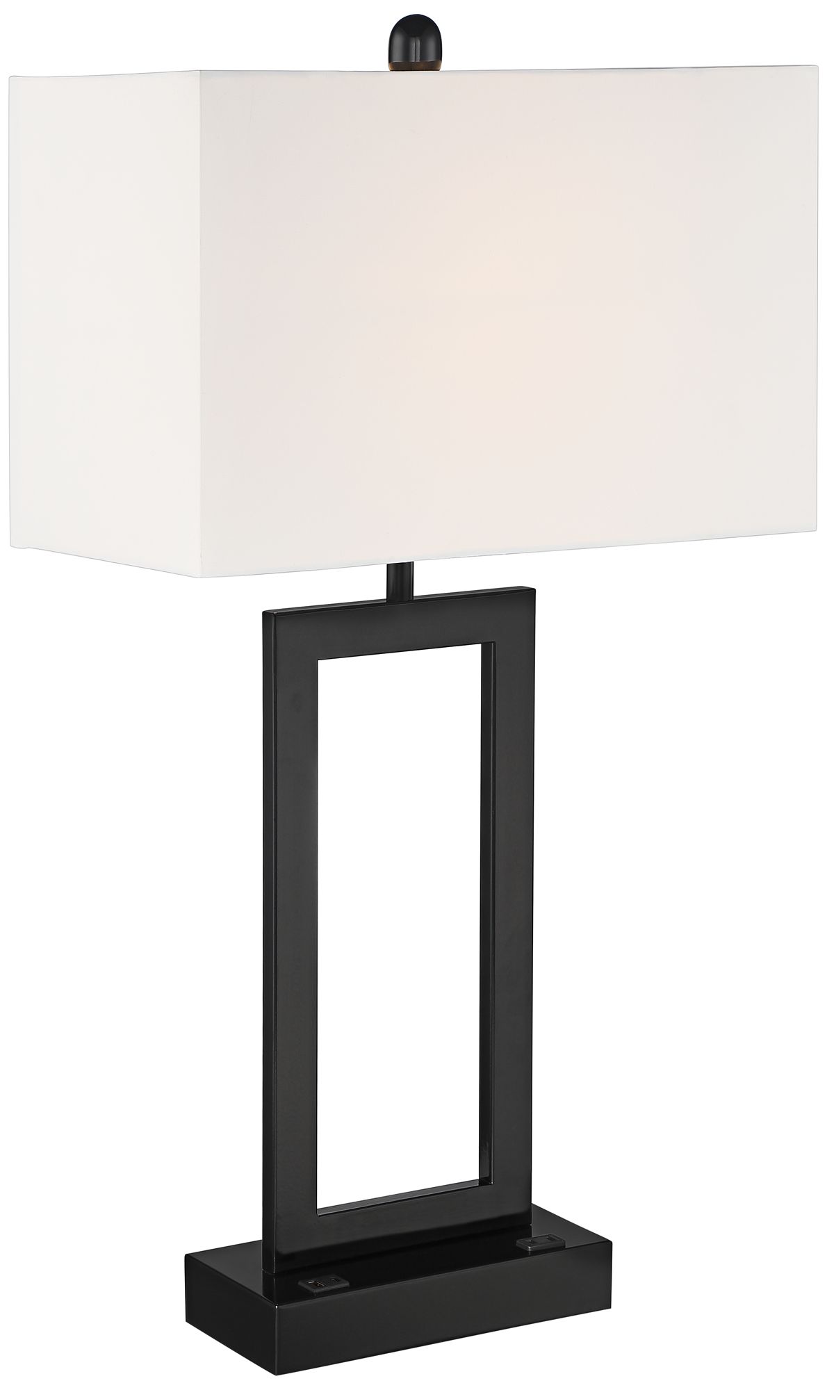 Image 2 Possini Euro Todd Black Metal Table Lamp with USB Port and Outlet