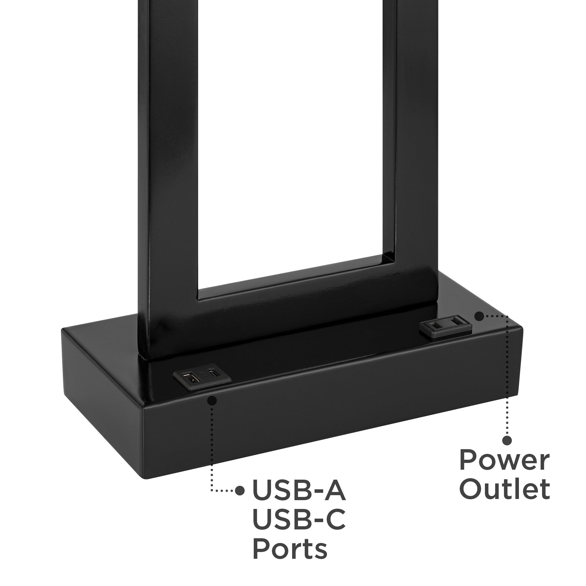 Image 4 Possini Euro Todd Black Metal Table Lamp with USB Port and Outlet more views