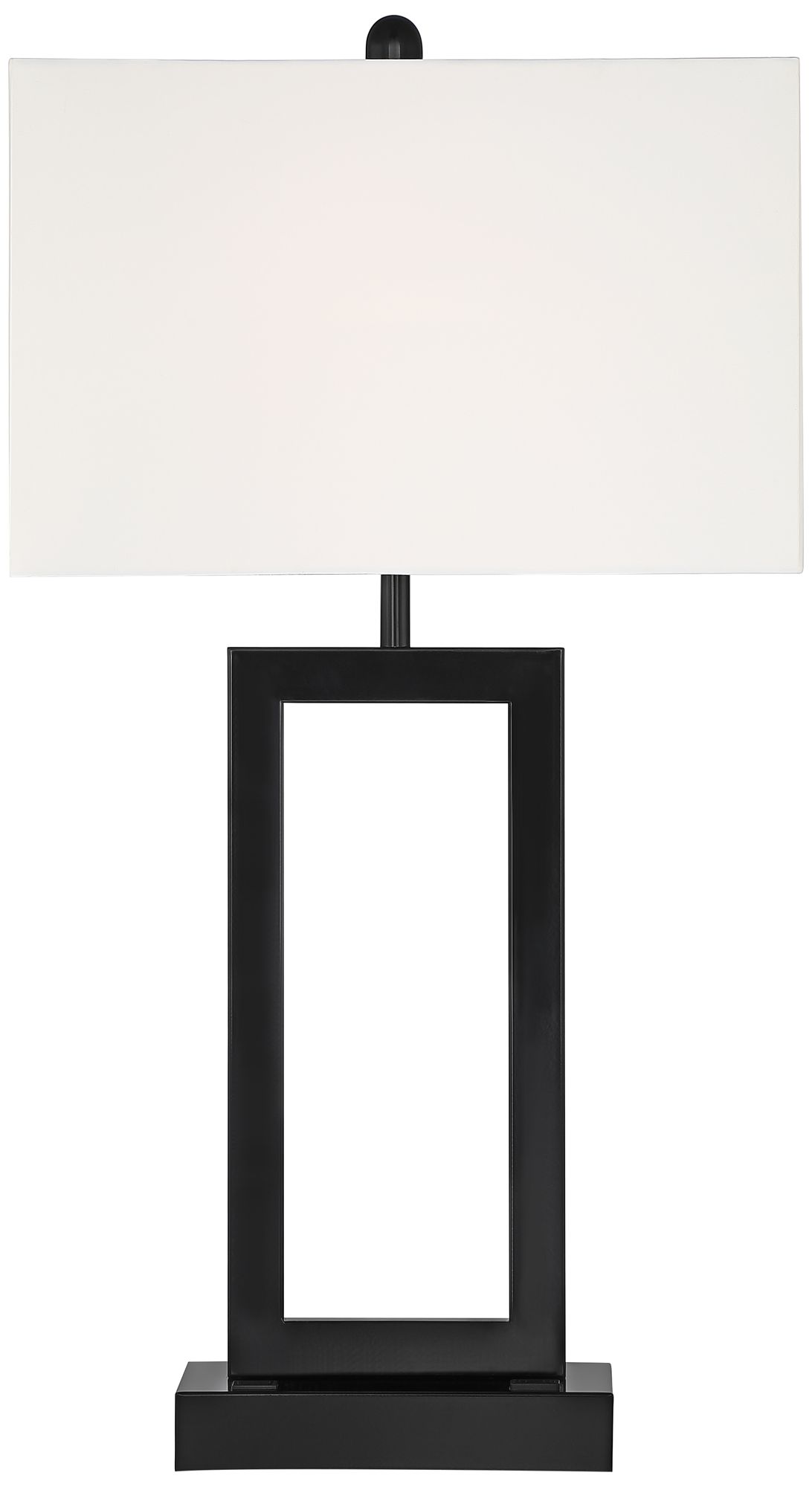 Possini Euro Todd Black Metal Table Lamp with USB Port and Outlet