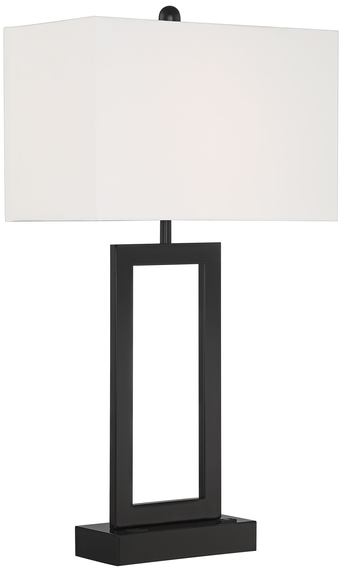 Possini Euro Todd Black Metal Table Lamp with USB Port and Outlet