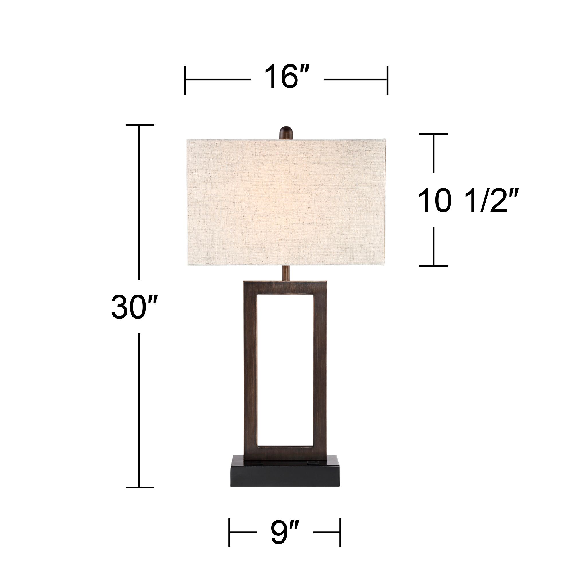 Possini Euro Todd Bronze Table Lamps Set of 2 with USB Port and Outlet