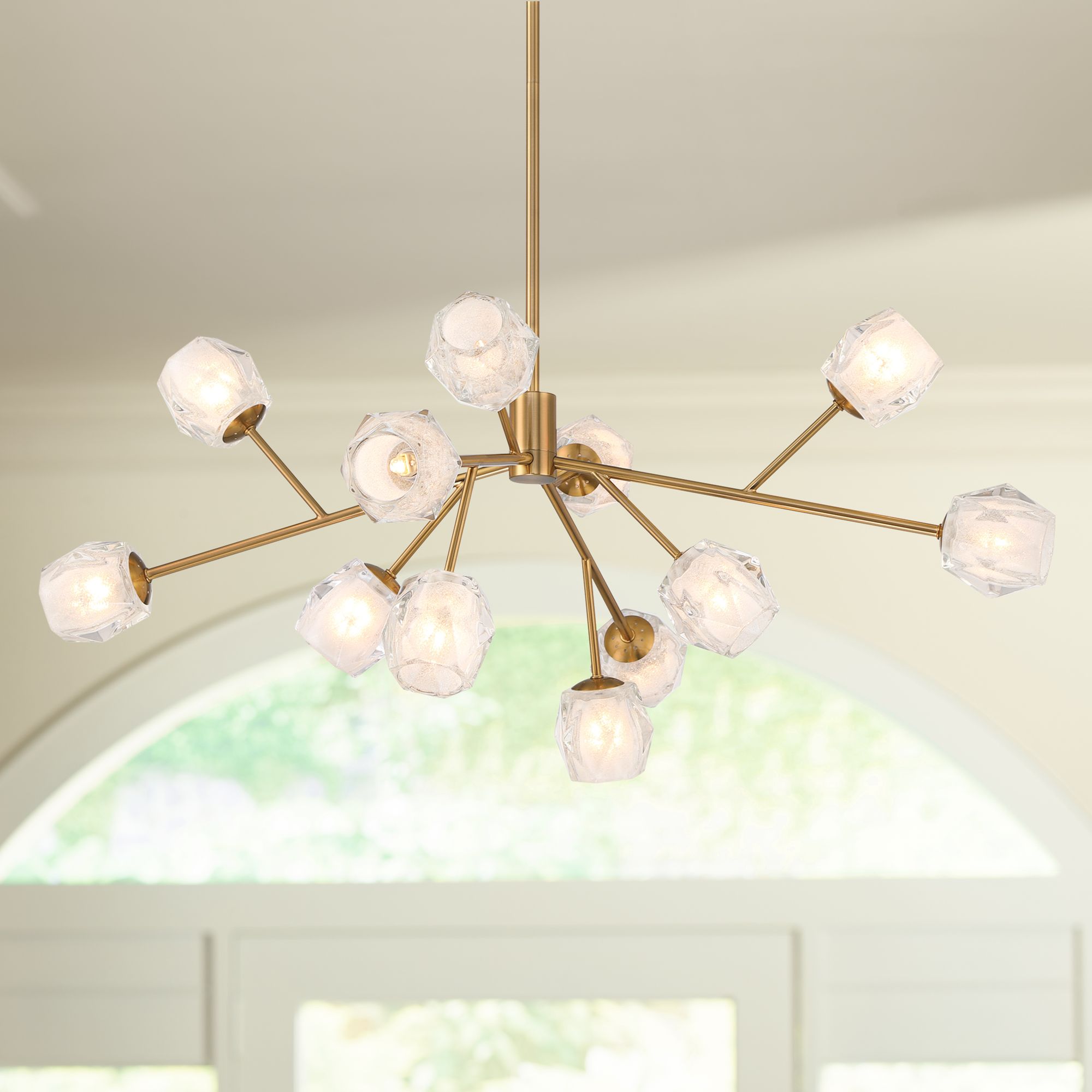 Watch A  Video About the Tofay Brush Brass 12 Light LED Sputnik Chandelier