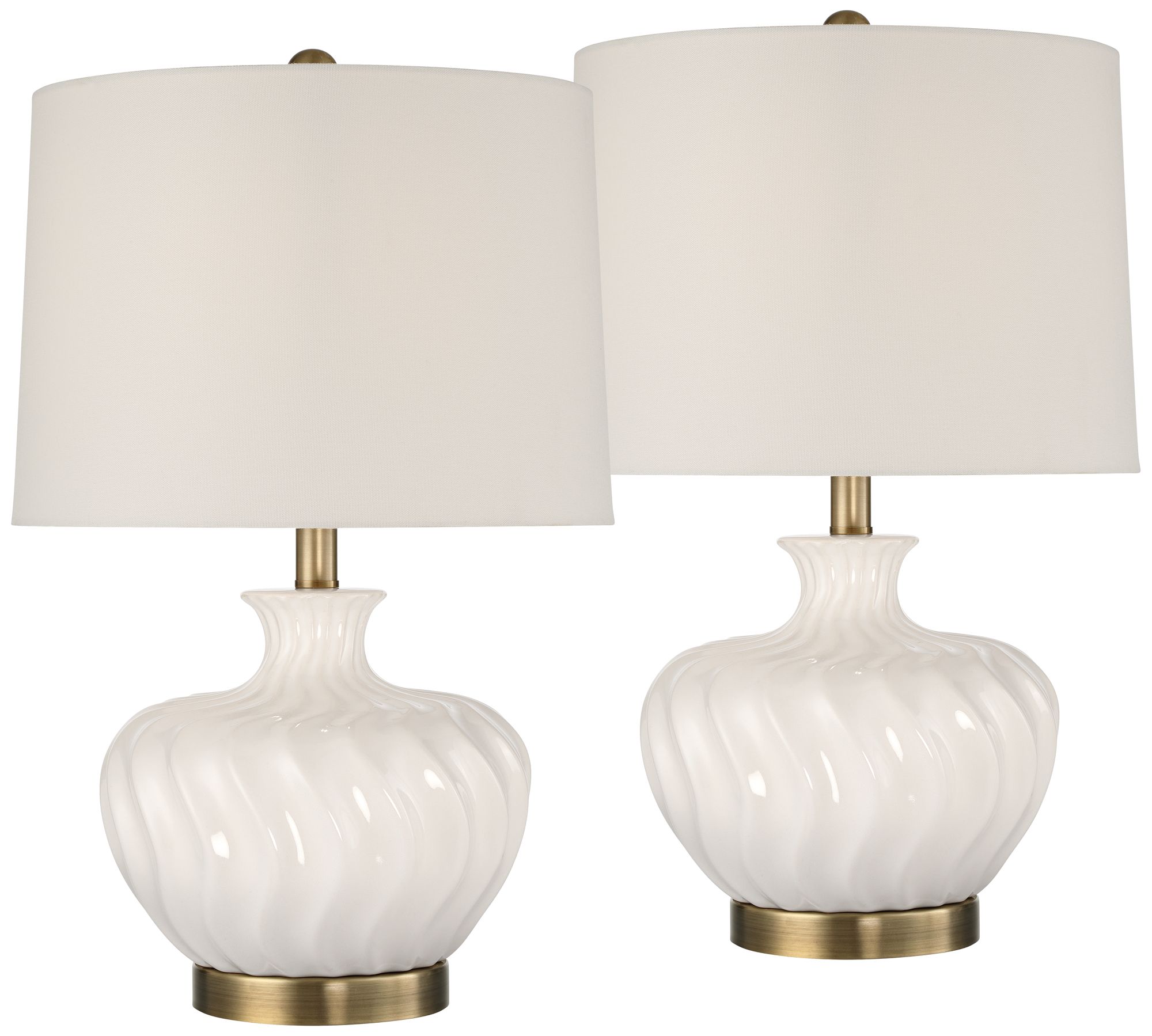 Image 2 Possini Euro Toledo 21 1/2" High Off-White Ceramic Table Lamp Set of 2
