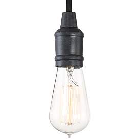 Image5 of Possini Euro Tomas 42 1/4" Black and Wood Grain Kitchen Island Pendant more views