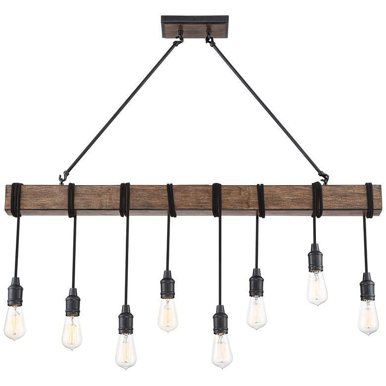 Image 7 Possini Euro Tomas 42 1/4" Black and Wood Grain Kitchen Island Pendant more views