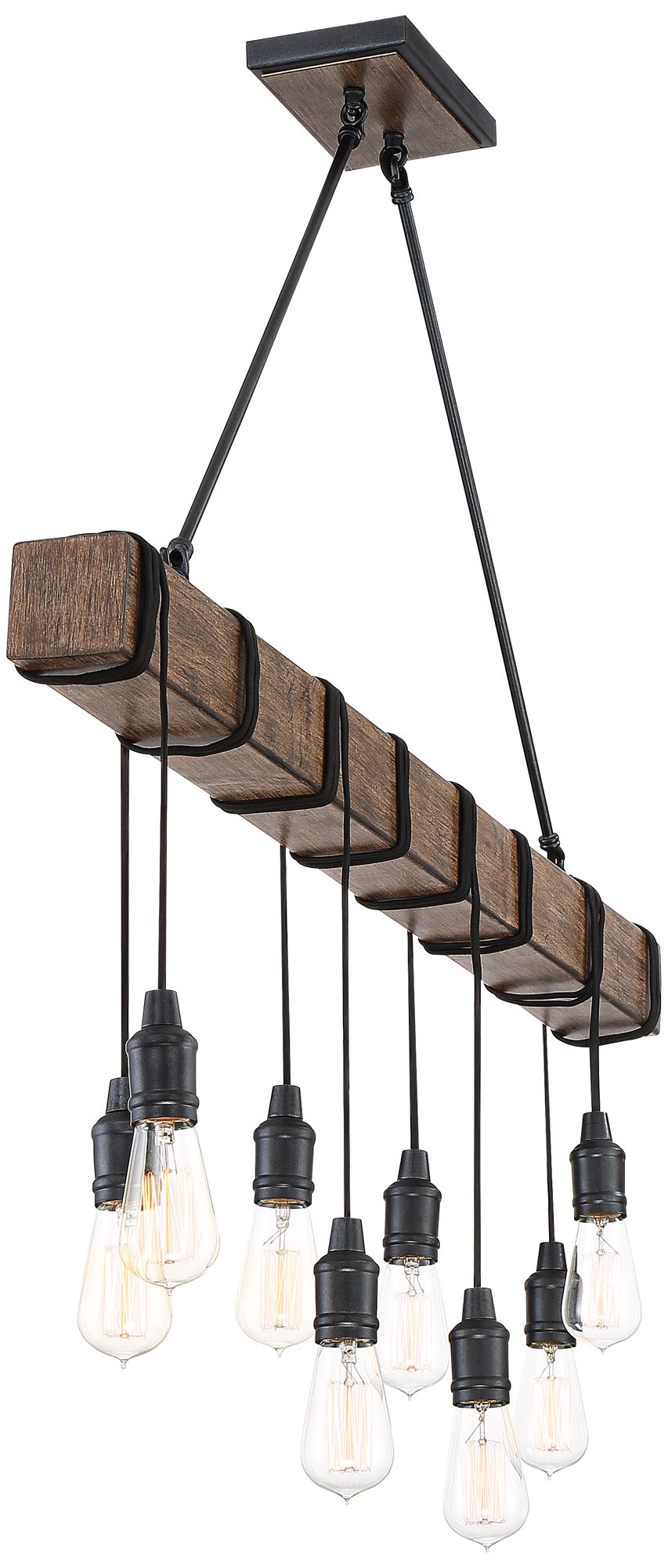 Possini Euro Tomas 42 1/4" Black and Wood Grain Kitchen Island Pendant in scene