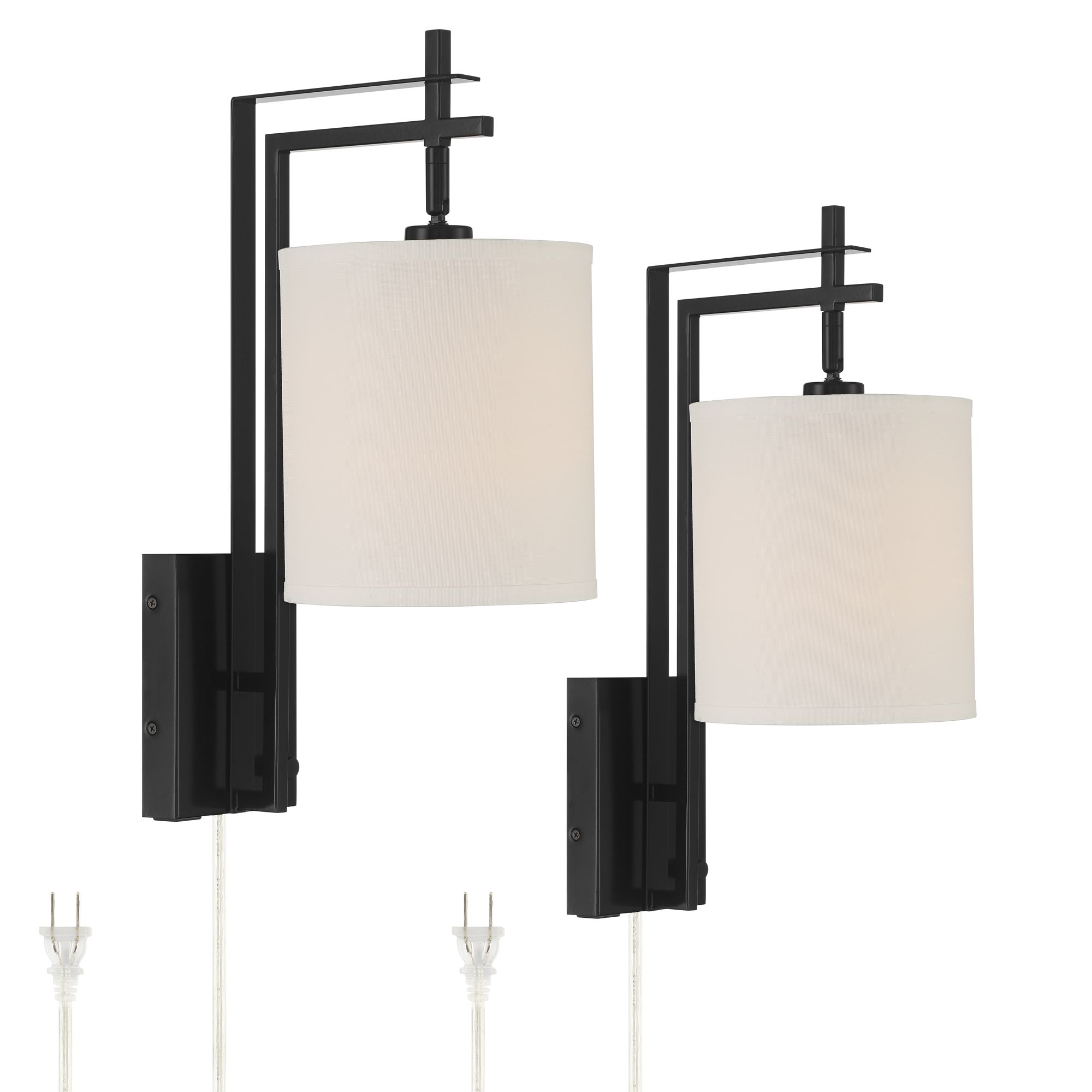 Possini Euro Torrance Dual USB Port Plug-In Wall Lamps Set of 2