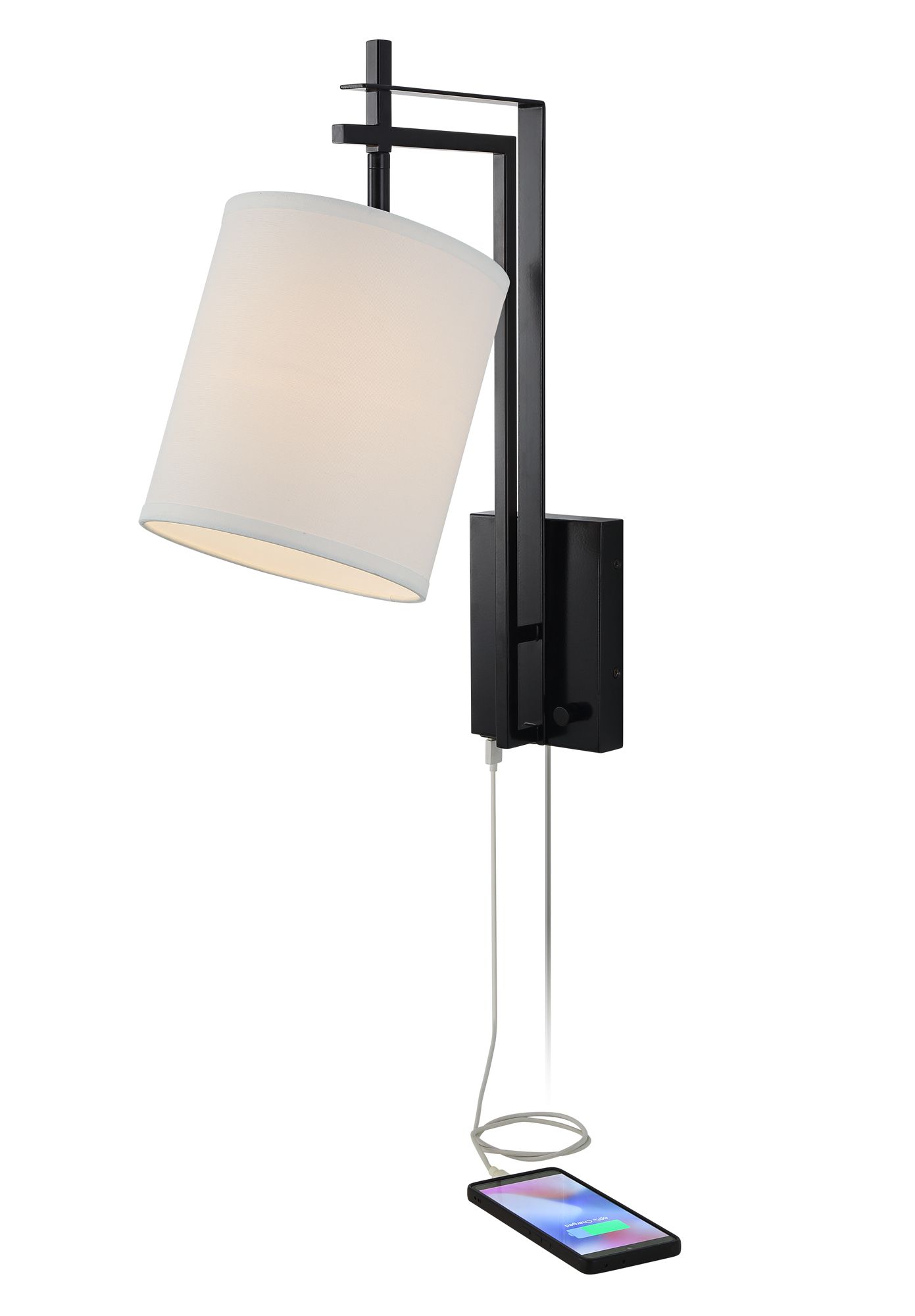 Possini Euro Torrance Dual USB Port PlugIn Wall Lamps Set of 2