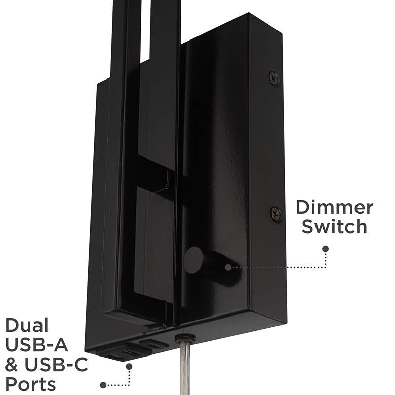 Image 5 Possini Euro Torrance Dual USB Port Plug-In Wall Lamps Set of 2 more views