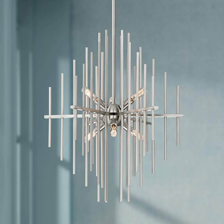 Image 1 Possini Euro Tovia 20" Wide Brushed Nickel Rod Chandelier