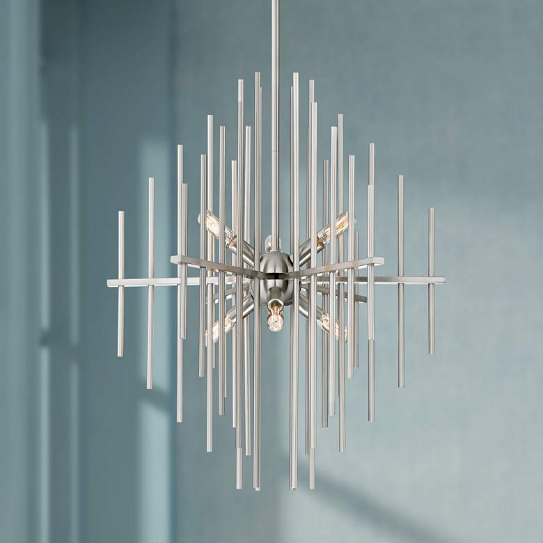 Image 1 Possini Euro Tovia 20 inch Wide Brushed Nickel Rod Chandelier