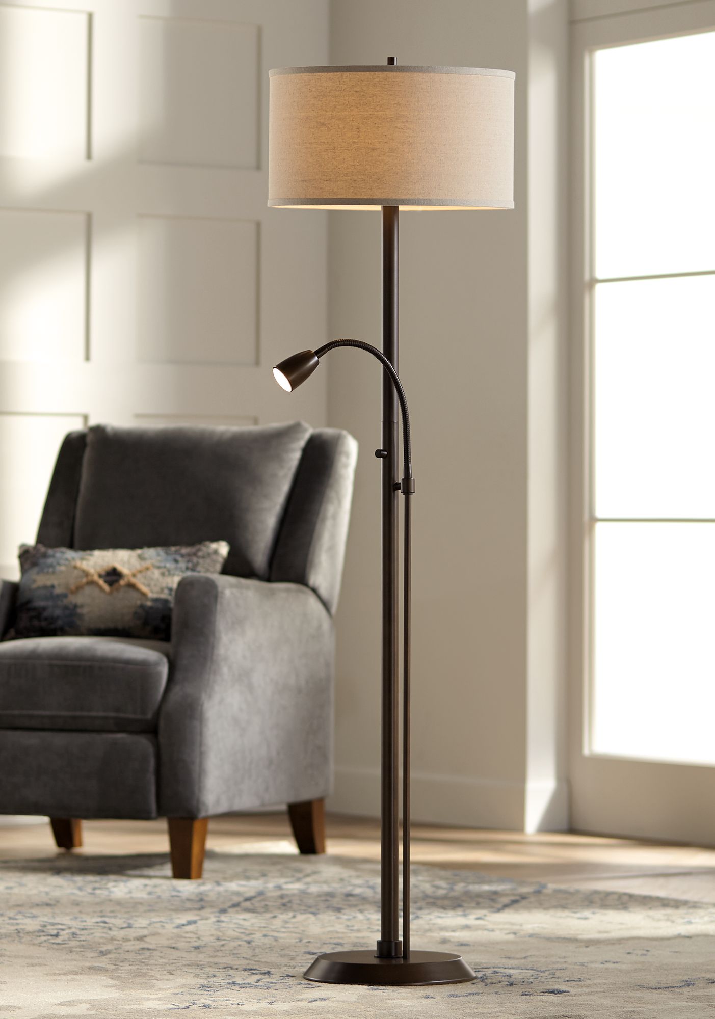 Possini euro magnum french bronze online task led floor lamp