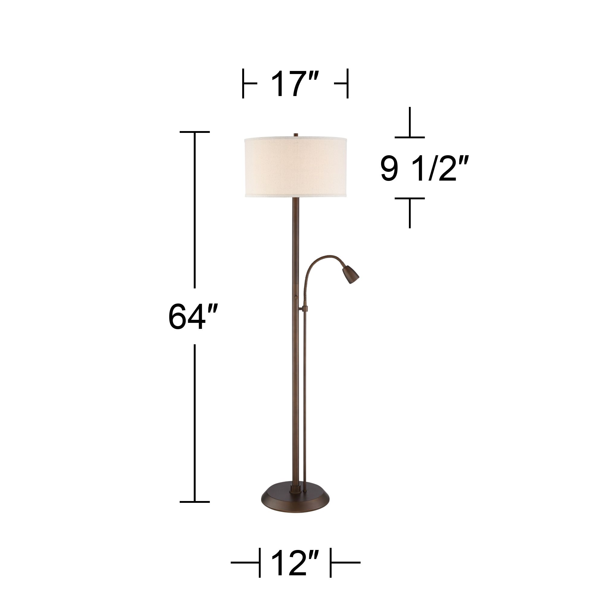 Possini Euro Traverse 64" Bronze Gooseneck Reading Arm Floor Lamp in scene