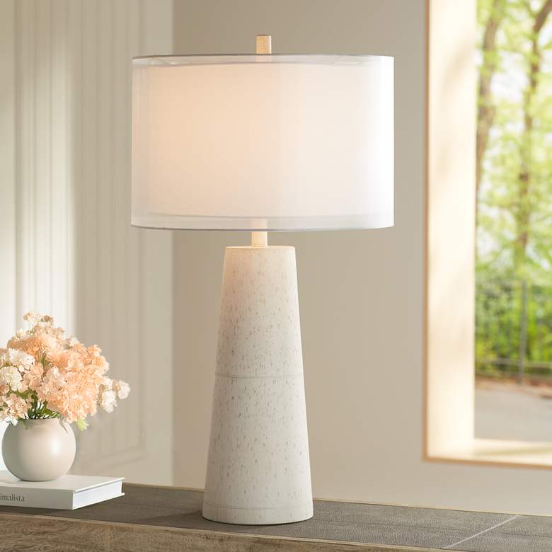 Image 1 Possini Euro Travertine 31 1/2" High Faux Marble Modern Table Lamp