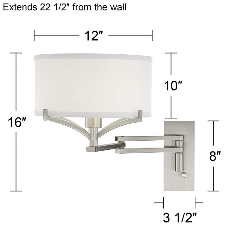 Image 7 Possini Euro Tremont Brushed Nickel Modern Swing Arm Plug-In Wall Lamp more views