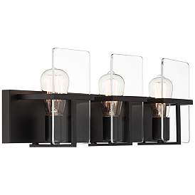 Image5 of Possini Euro Trezza 24" Wide Matte Black 3-Light Vanity Bath Light more views