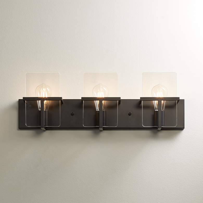 Image 7 Possini Euro Trezza 24 inch Wide Matte Black 3-Light Vanity Bath Light more views