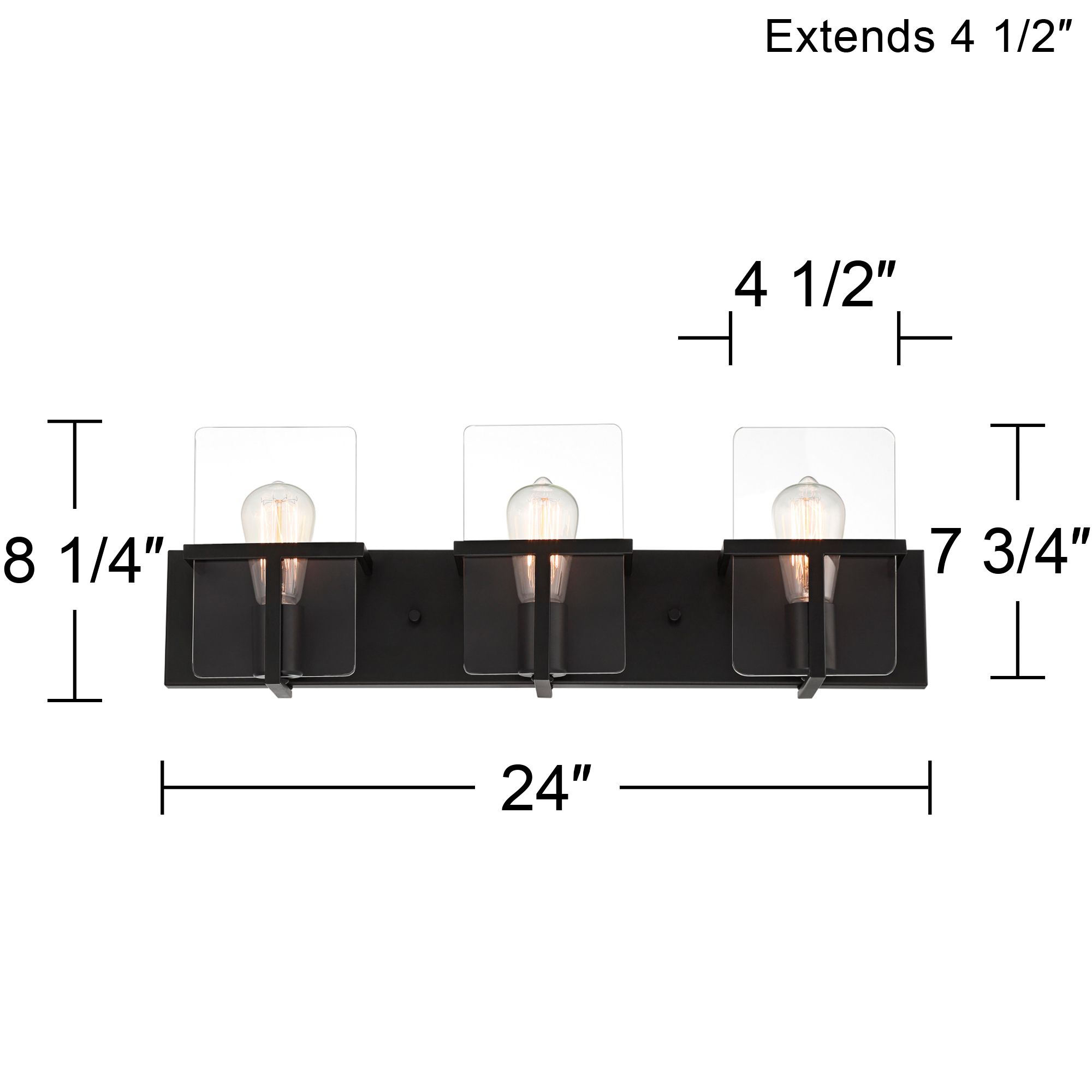Possini Euro Trezza 24" Wide Matte Black 3-Light Vanity Bath Light in scene