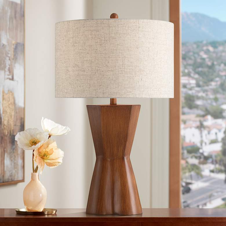 Image 1 Possini Euro Tri 30" High Modern Faux Wood Table Lamp