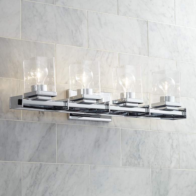 Image 1 Possini Euro Tribune 32 inch Wide Chrome 4-Light Bath Light