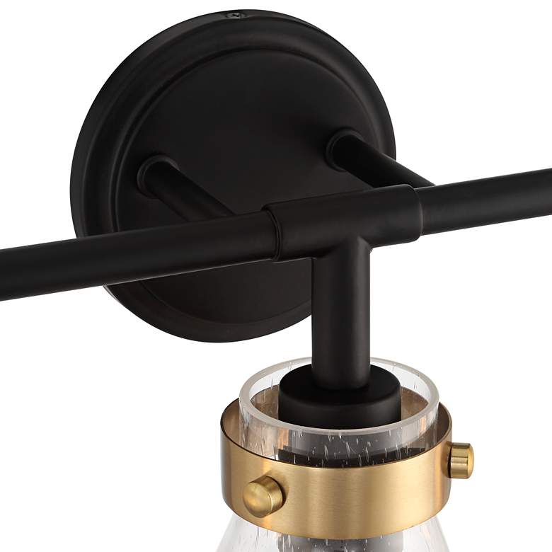 Image 4 Possini Euro Trilogy 25 3/4" Wide Black and Brass 3-Light Bath Light more views