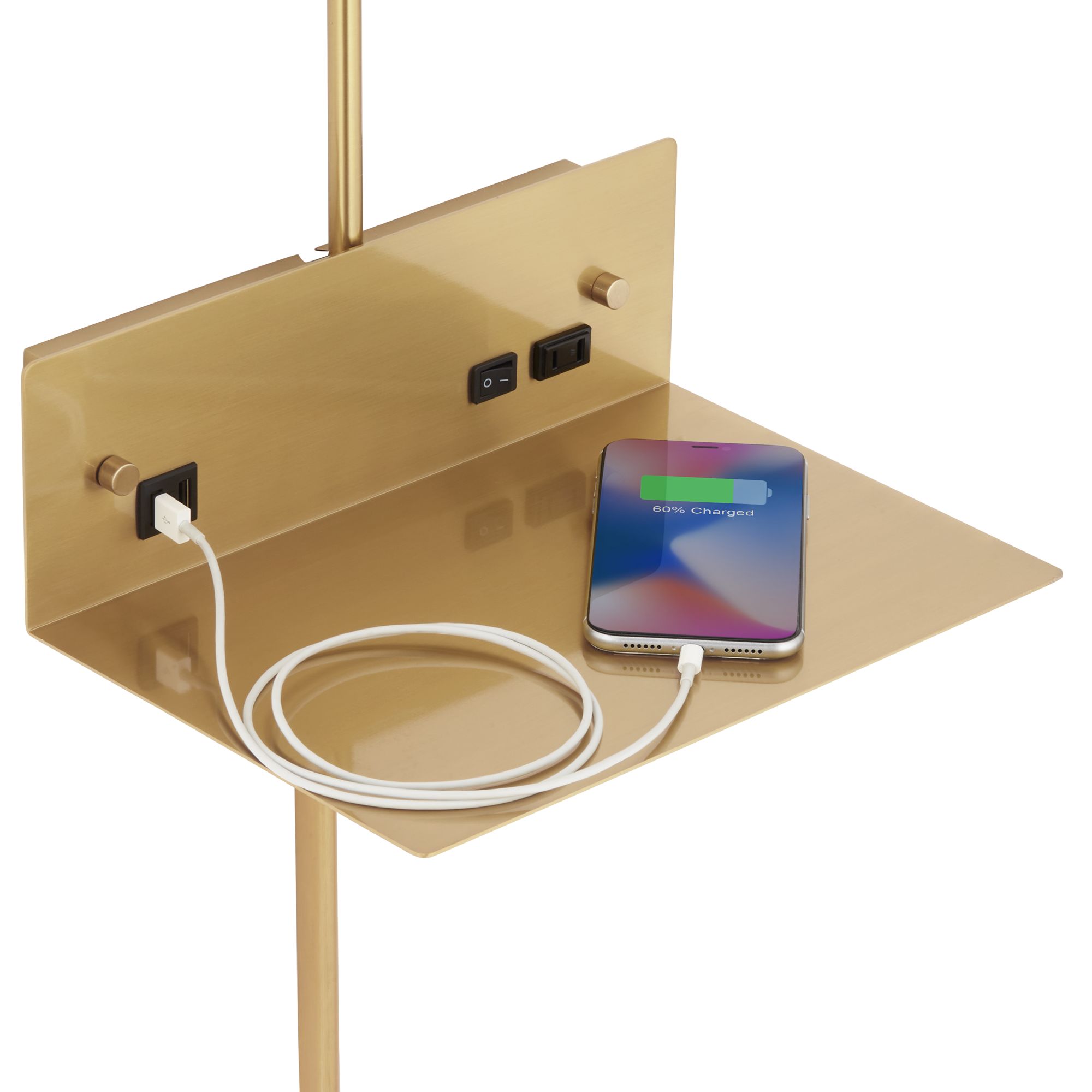 Possini Euro Trina PlugIn Wall Lamp Shelf with Dual USB Port and