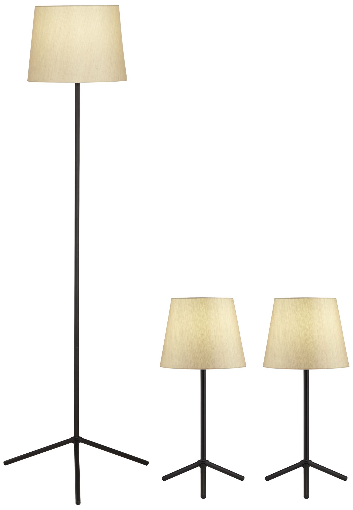 Image 2 Possini Euro Tripod Modern Table Lamps and Floor Lamp Set