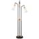 Possini Euro Tripoli 3-Light Tree Floor Lamp Black with Warm Gold