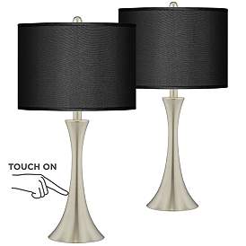 Image1 of Possini Euro Trish Brushed Nickel and Black Touch Table Lamps Set of 2