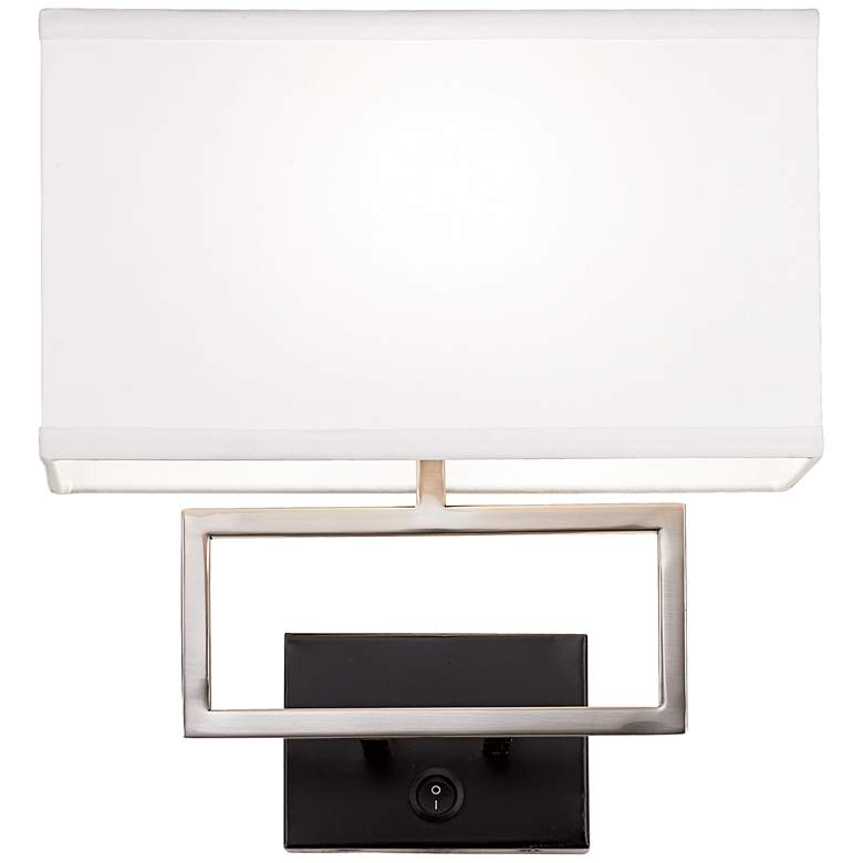 Image 5 Possini Euro Trixie 13" Brushed Nickel Rectangle Plug-In Wall Lamp more views