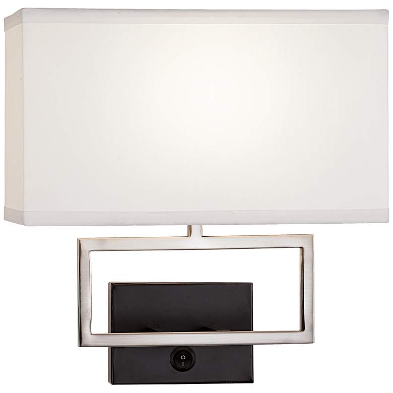 Possini Euro Trixie Brushed Nickel Rectangle Plug-In Wall Lamp more views