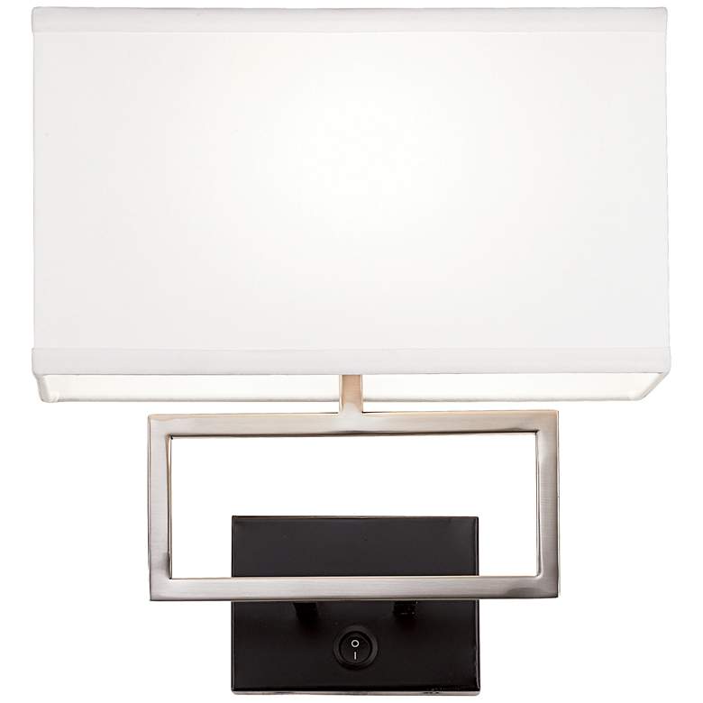 Image 7 Possini Euro Trixie Nickel Rectangle Plug-In Wall Lamp with USB Dimmer more views