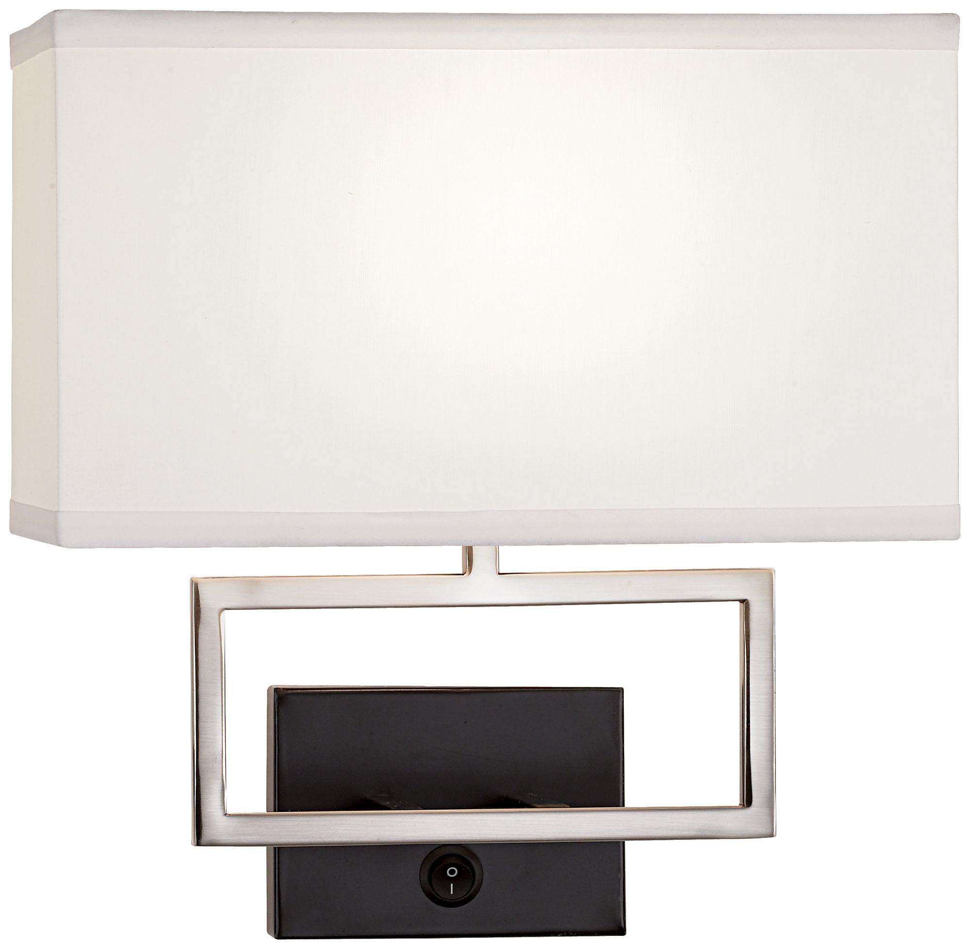 Possini Euro Trixie Nickel Rectangle Plug-In Wall Lamp with USB Dimmer in scene