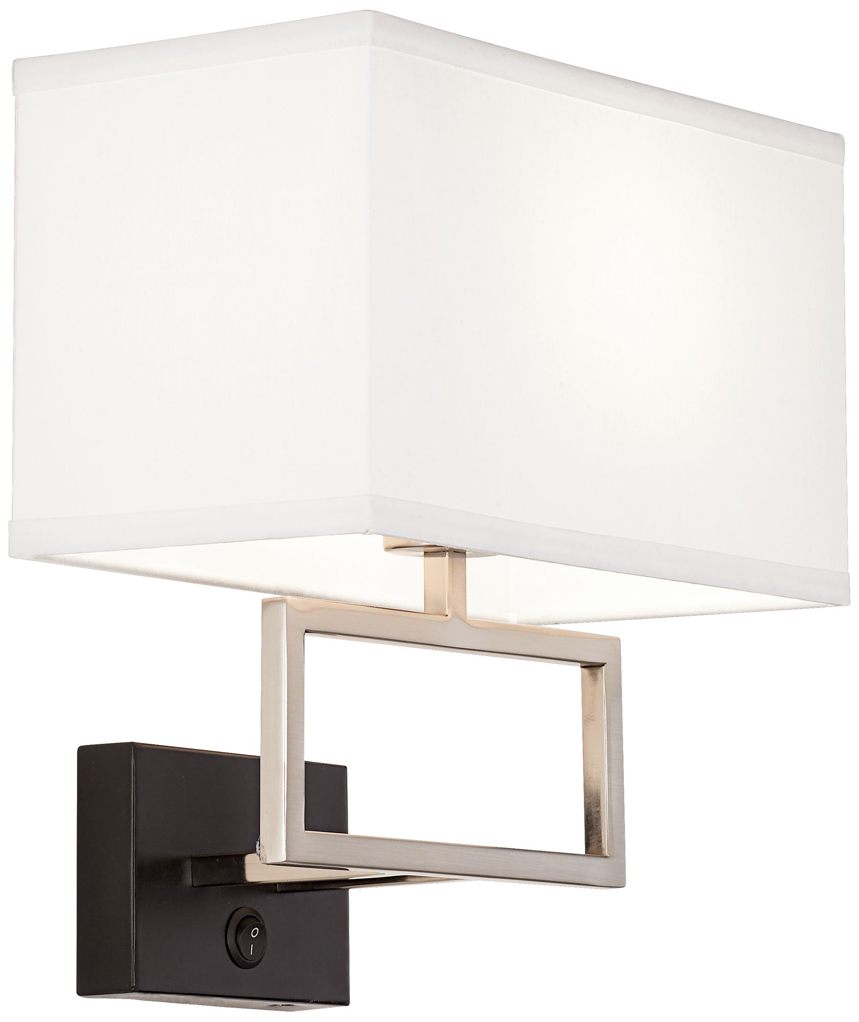 Possini Euro Trixie Nickel Rectangle Plug-In Wall Lamp with USB Dimmer in scene