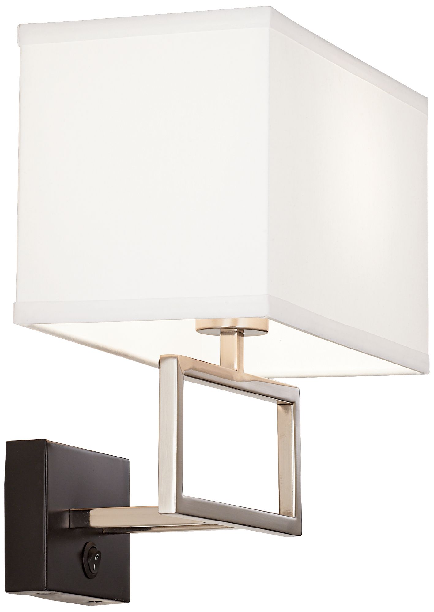 Possini Euro Trixie Nickel Rectangle Plug-In Wall Lamp with USB Dimmer in scene