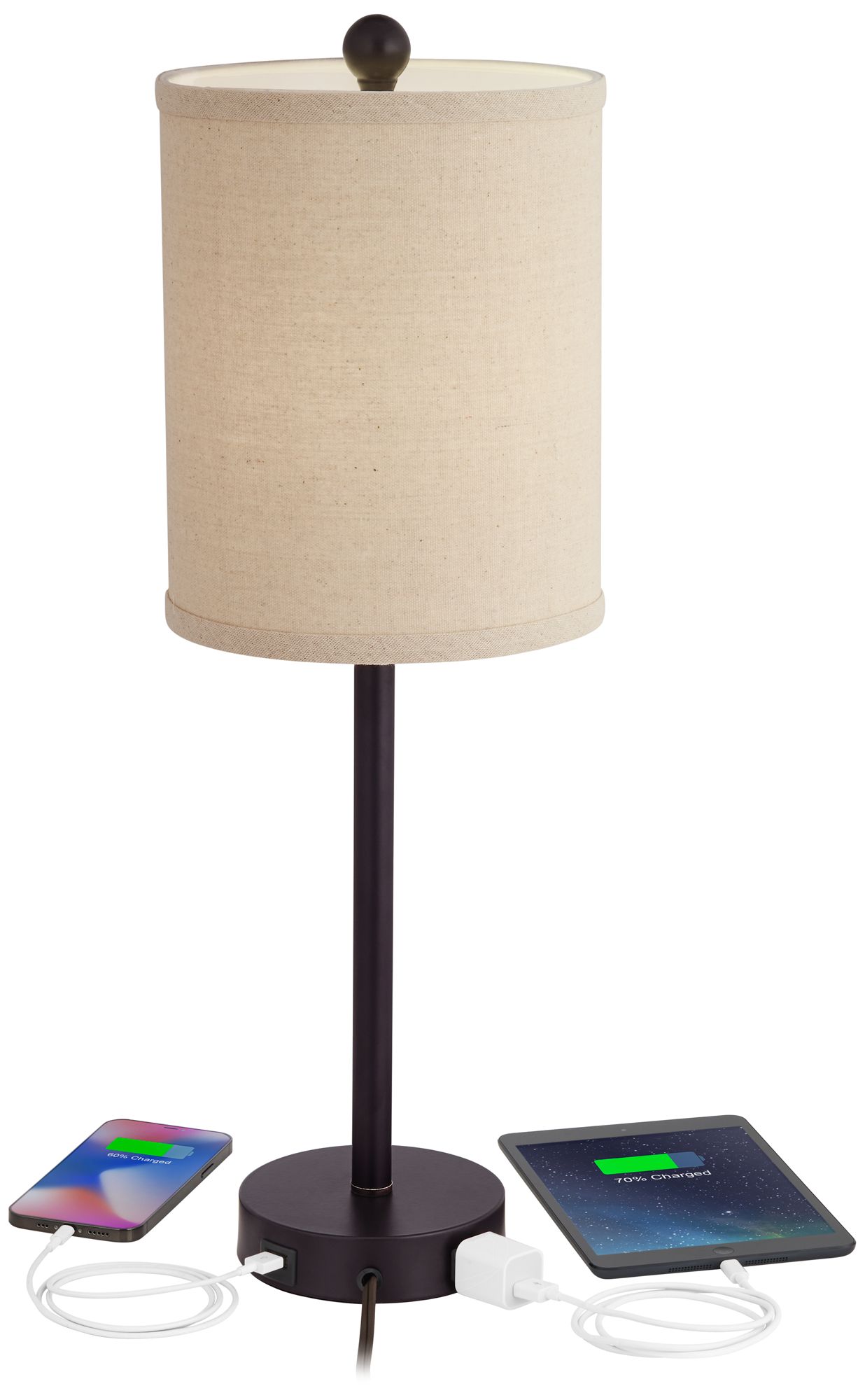 Image 3 Possini Euro Trotter 23 3/4" Bronze USB Outlet Lamps Set of 2 more views