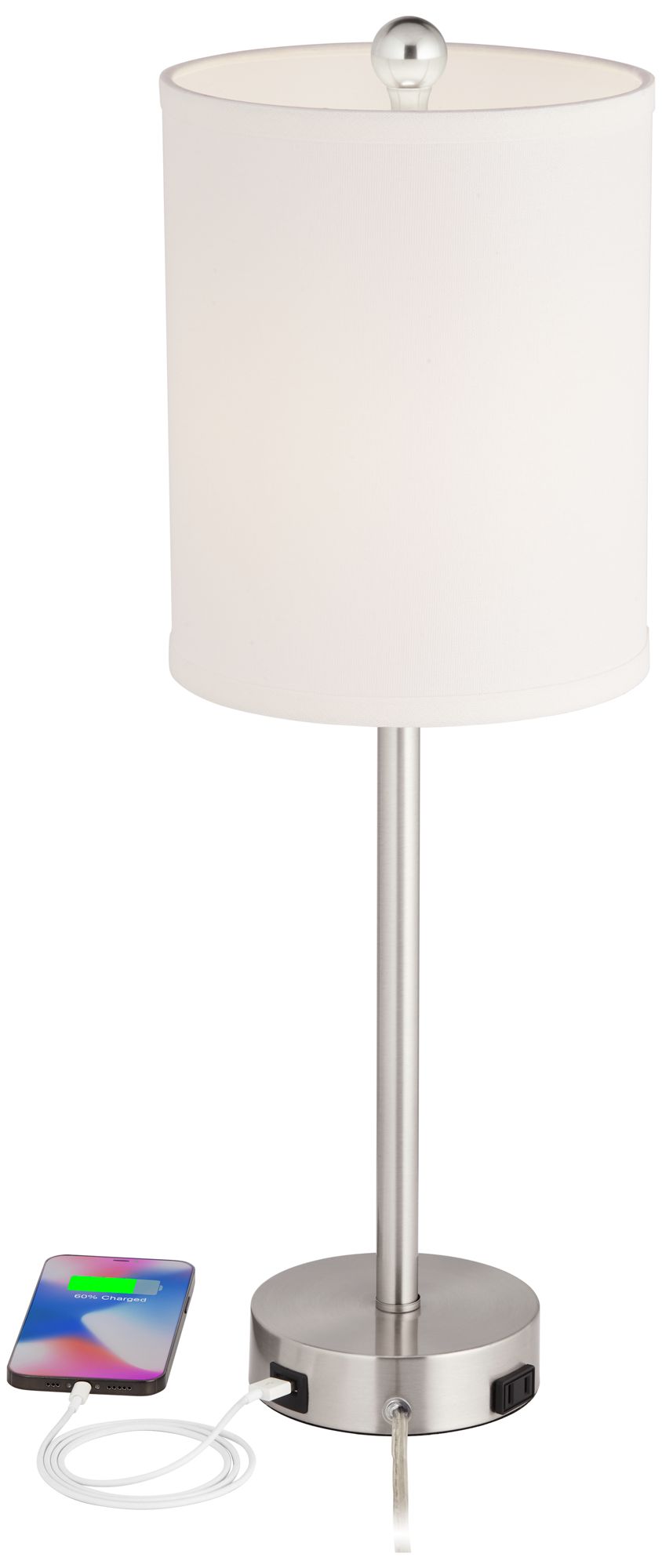 Image 3 Possini Euro Trotter 23 3/4" Nickel USB Lamps with Dimmers Set of 2 more views