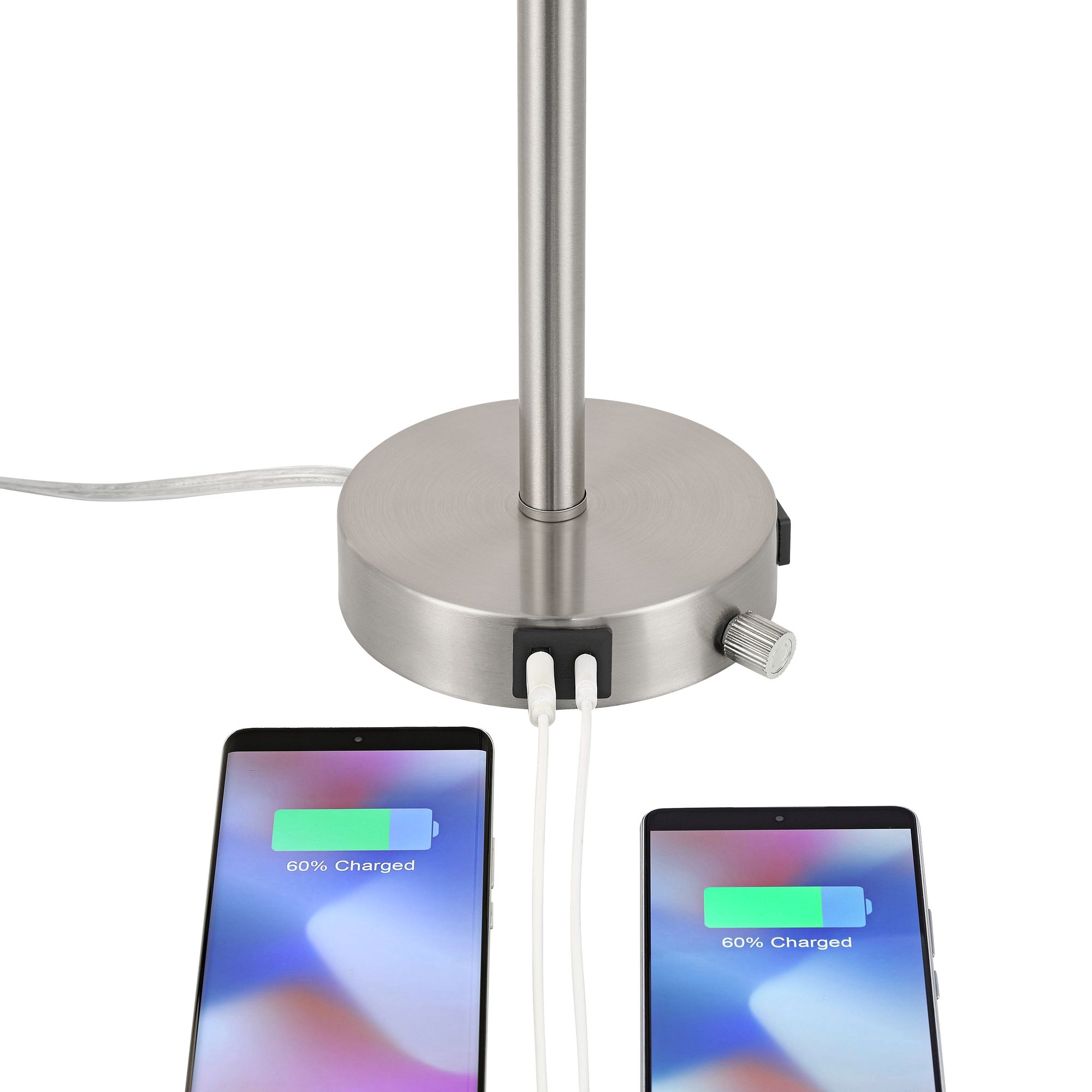 Image 4 Possini Euro Trotter 23 3/4" Nickel USB Lamps with Dimmers Set of 2 more views