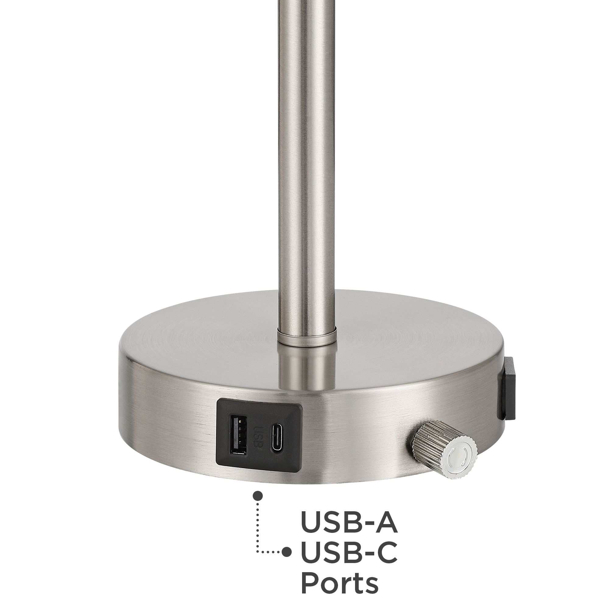 Image 5 Possini Euro Trotter 23 3/4" Nickel USB Lamps with Dimmers Set of 2 more views