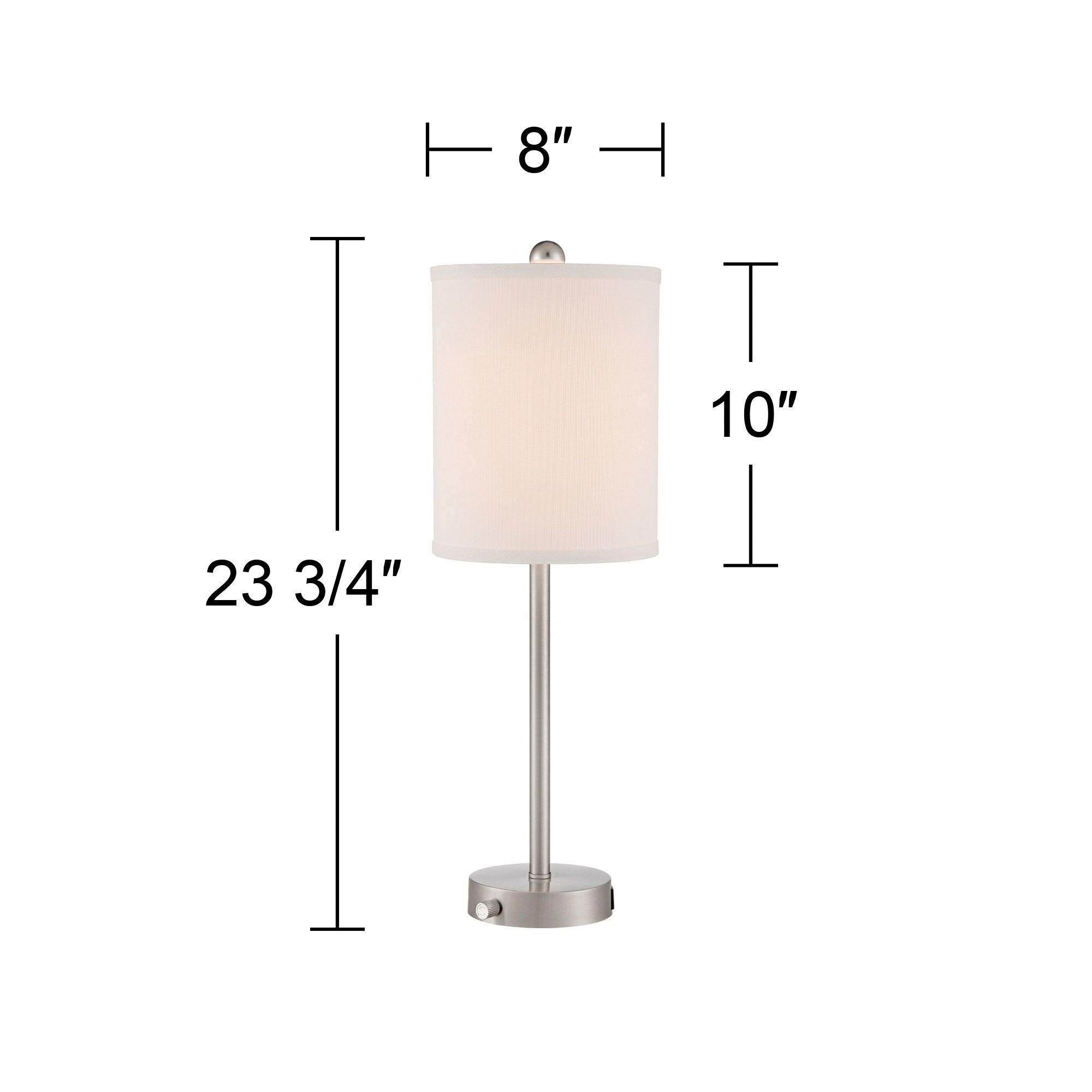 Possini Euro Trotter 23 3/4" Nickel USB Lamps with Dimmers Set of 2